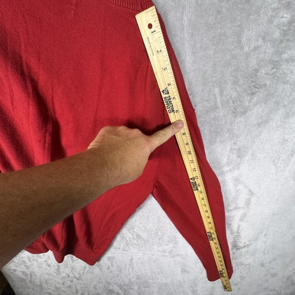 Nautica Sweater Mens 2XL‎ Red V Neck Pullover Luxury Performance Cotton Modal
